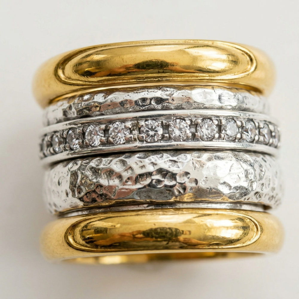 Tijdloze Gelaagde Dikke Gouden Ring