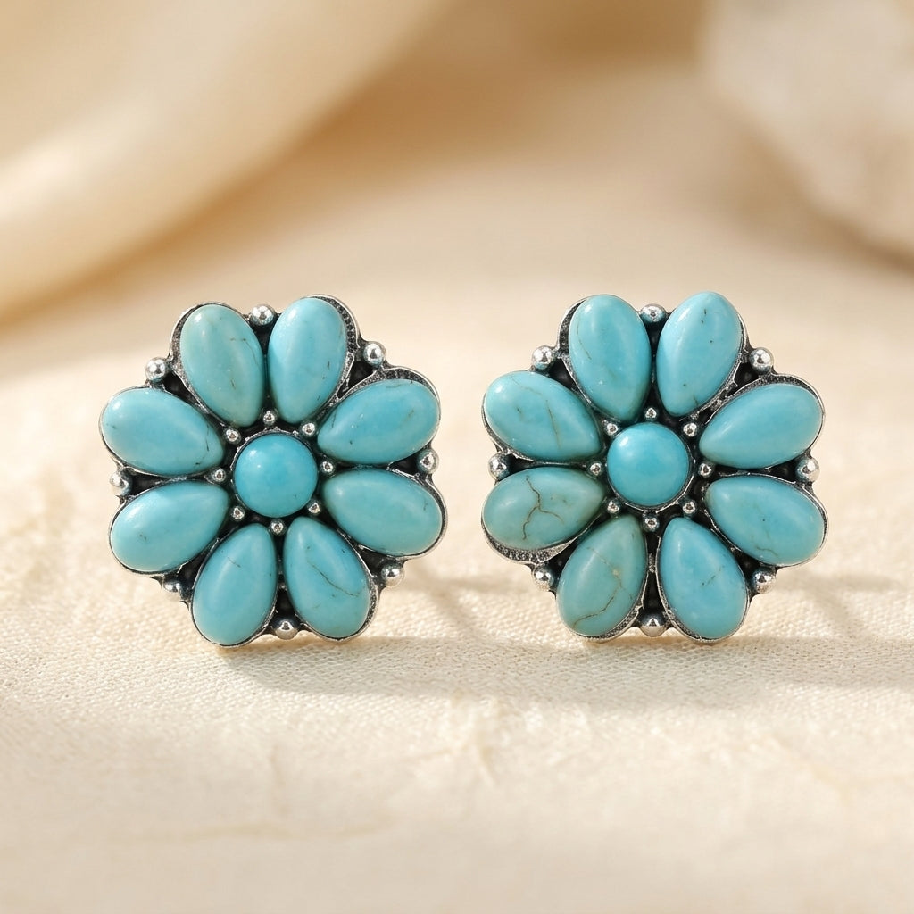 Serelith Turkis Bloem Studs | Witgoud