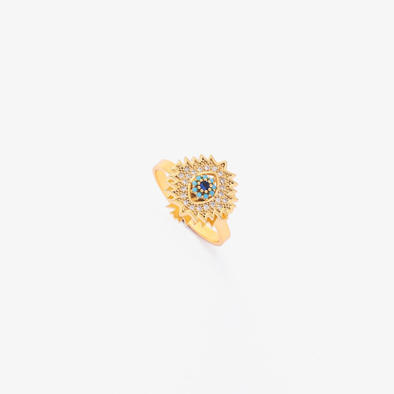 Saffier Zonnestraal Draaiende Ring | Guld