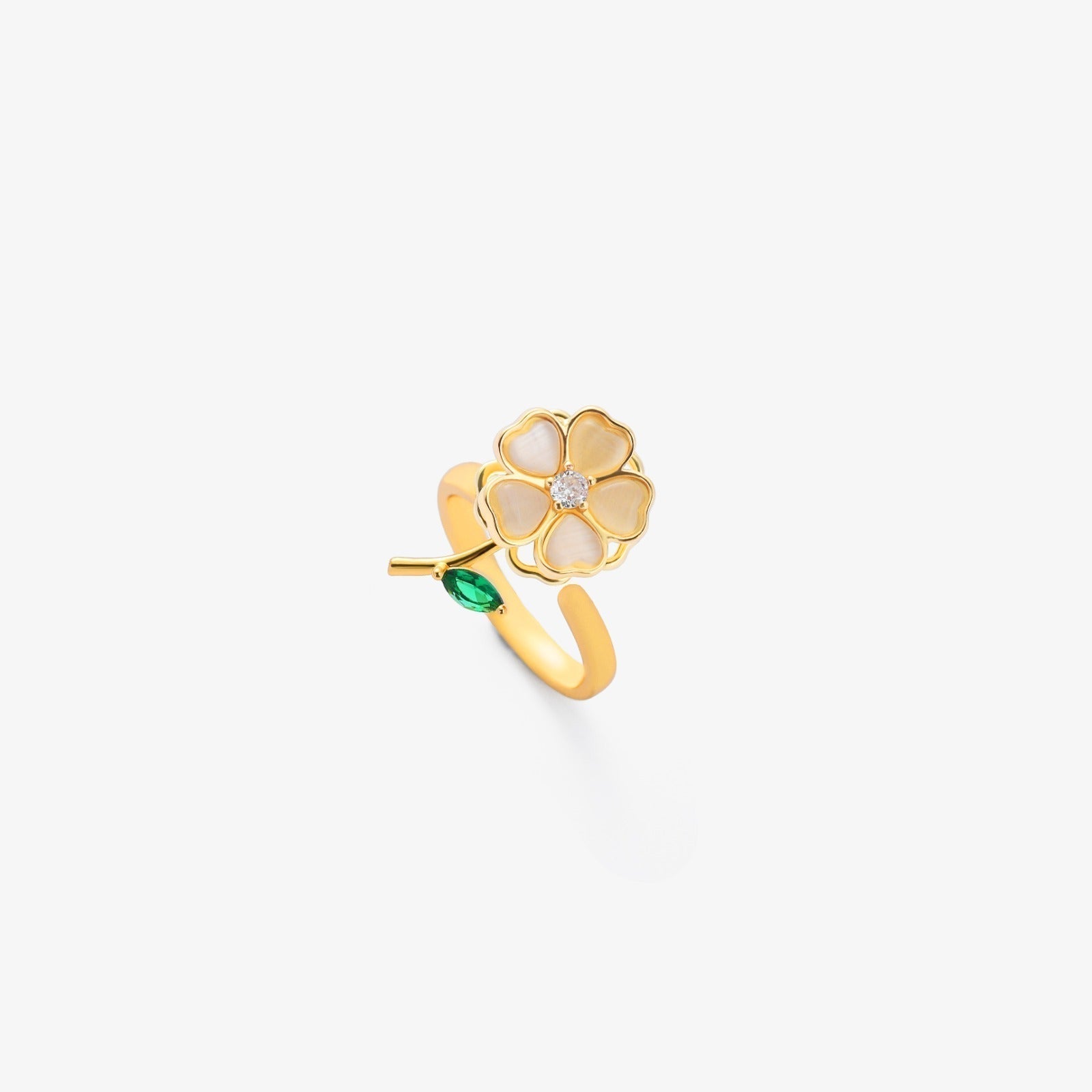 Smaragdblad Bloemring | Goud