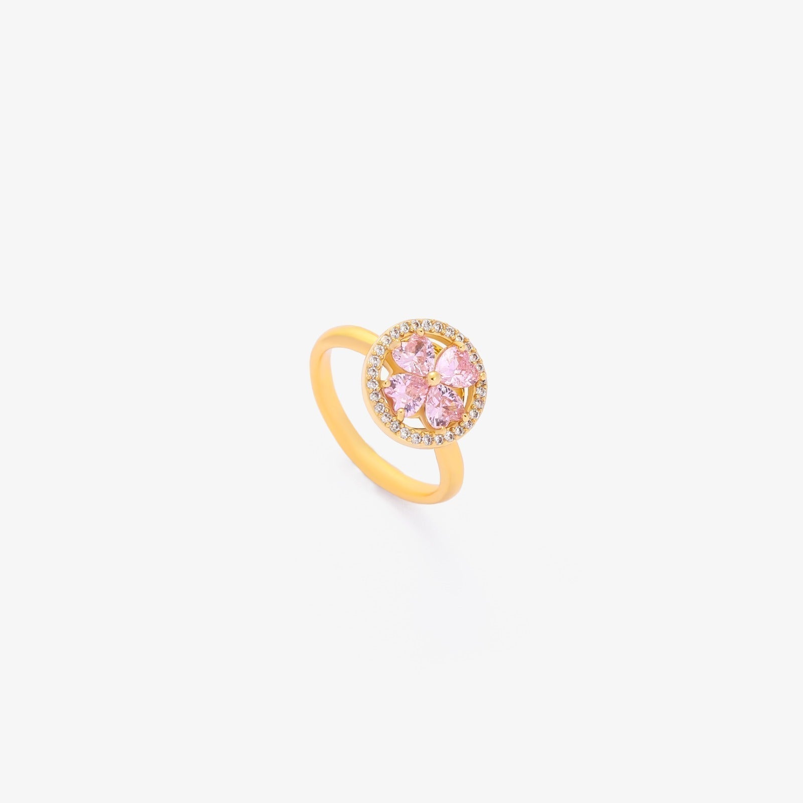 Roze Hart Bloem Draaiering | Guld