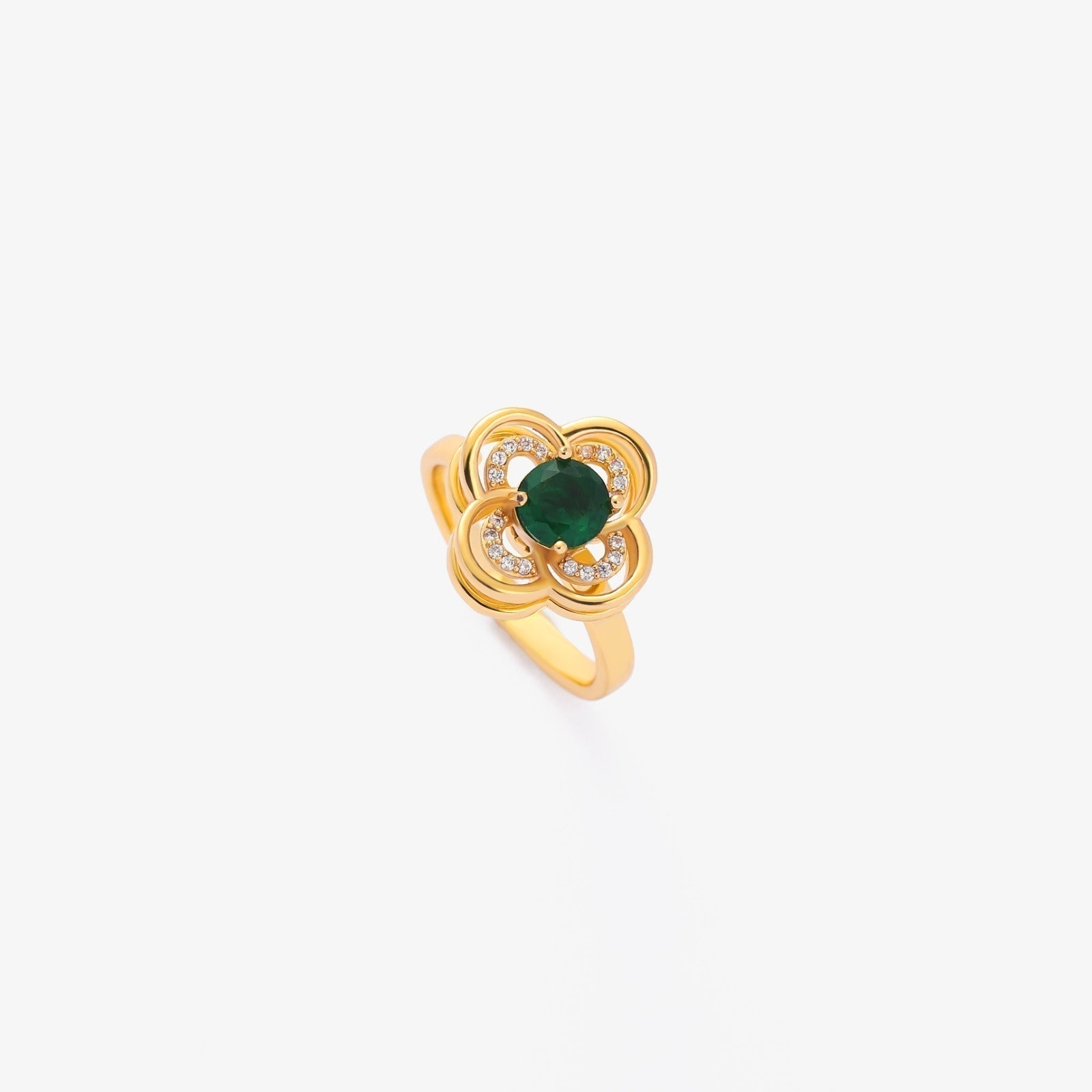 Clover Halo Smaragd Spinning Ring | Guld