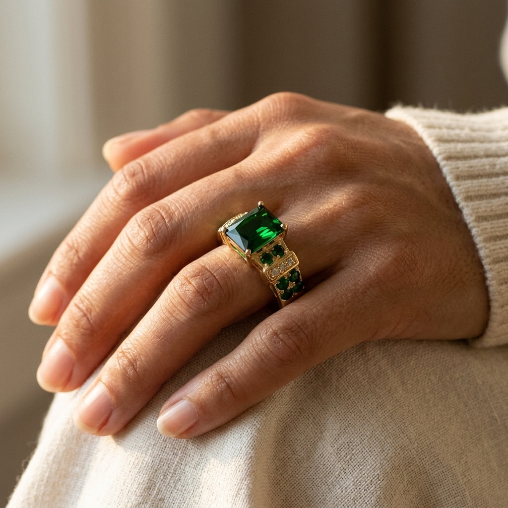 Verfijnde Smaragd Ring | Goud
