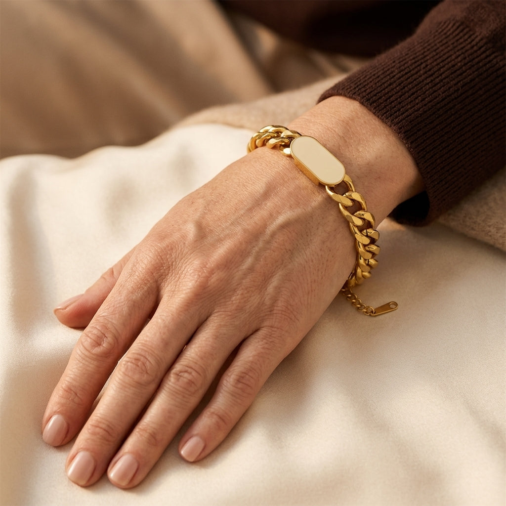 Cuban Chain Tag Armband | Goud