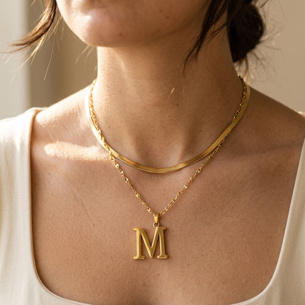 Gelaagde Initialen Hanger | Goud
