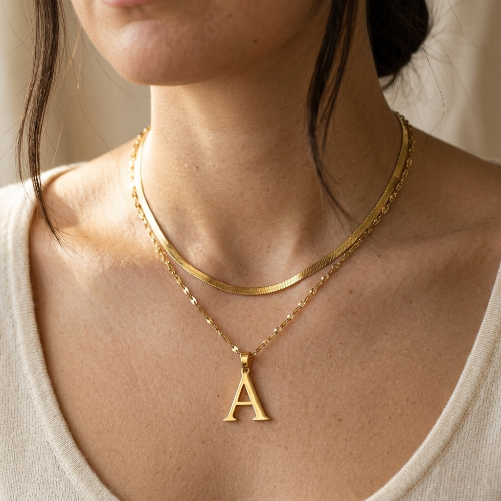 Gelaagde Initialen Hanger | Goud