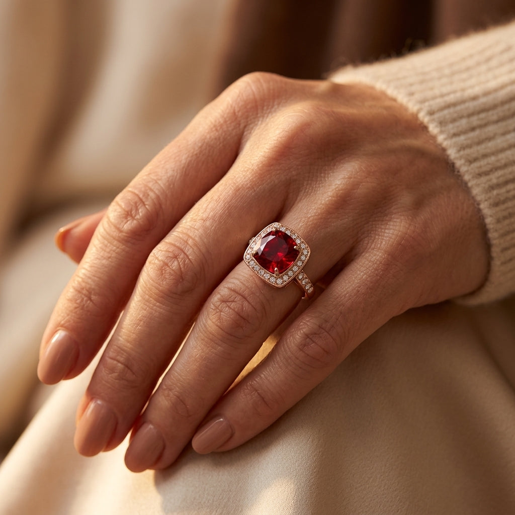Ruby Halo Statement Ring | Roségoud