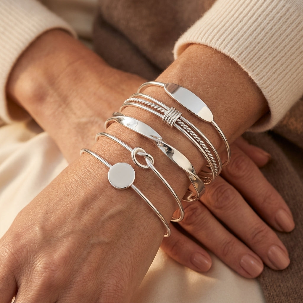 Knoop Elegantie Armbandsset | Witgoud