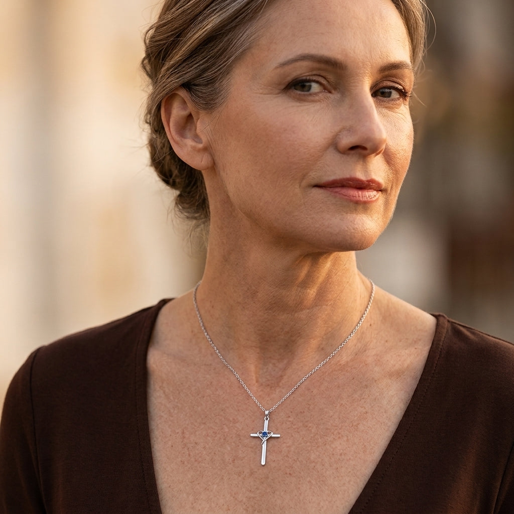 Saffier Kruis Ketting | Witgoud