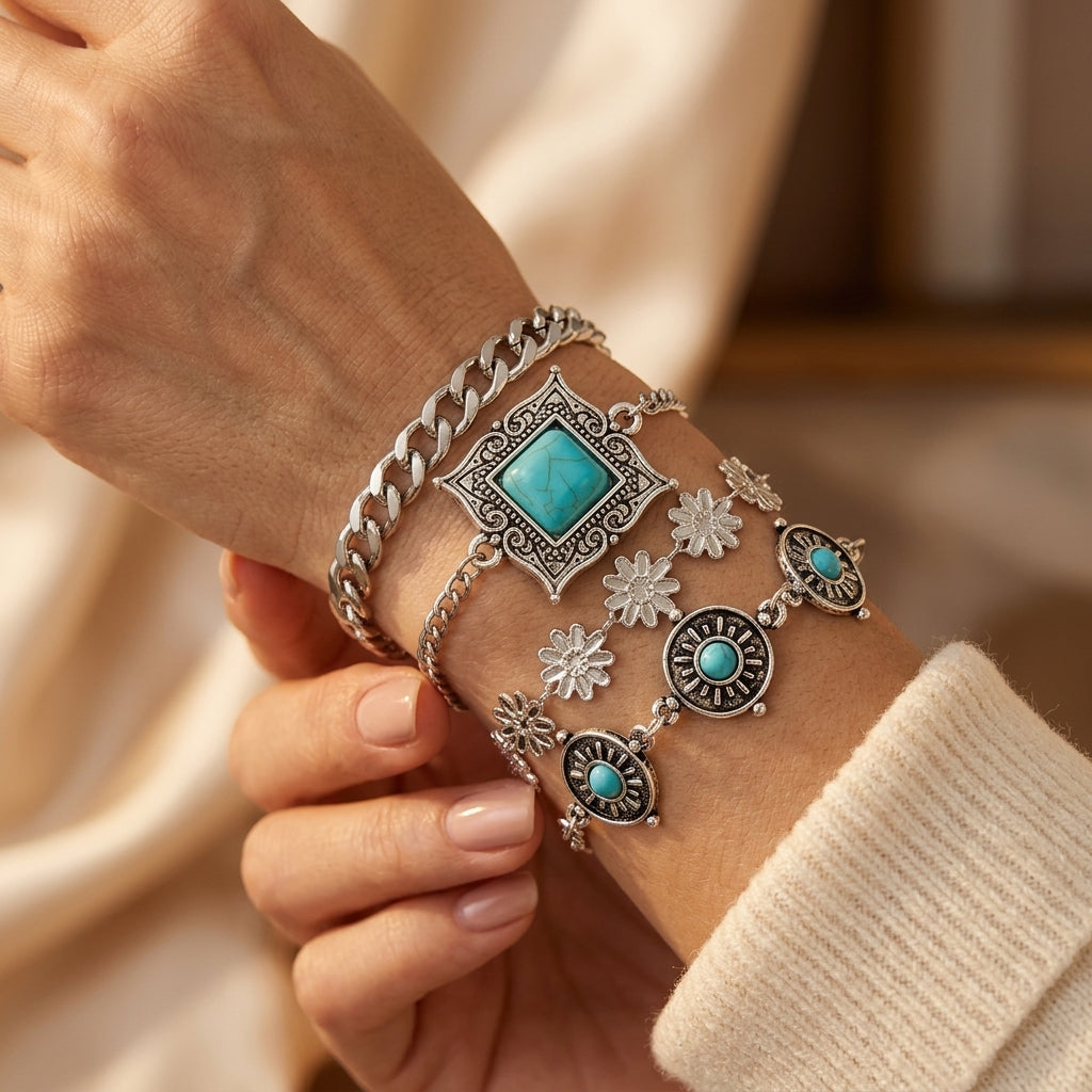 Sky Stone Lagdelt Armbondsset | Witgoud