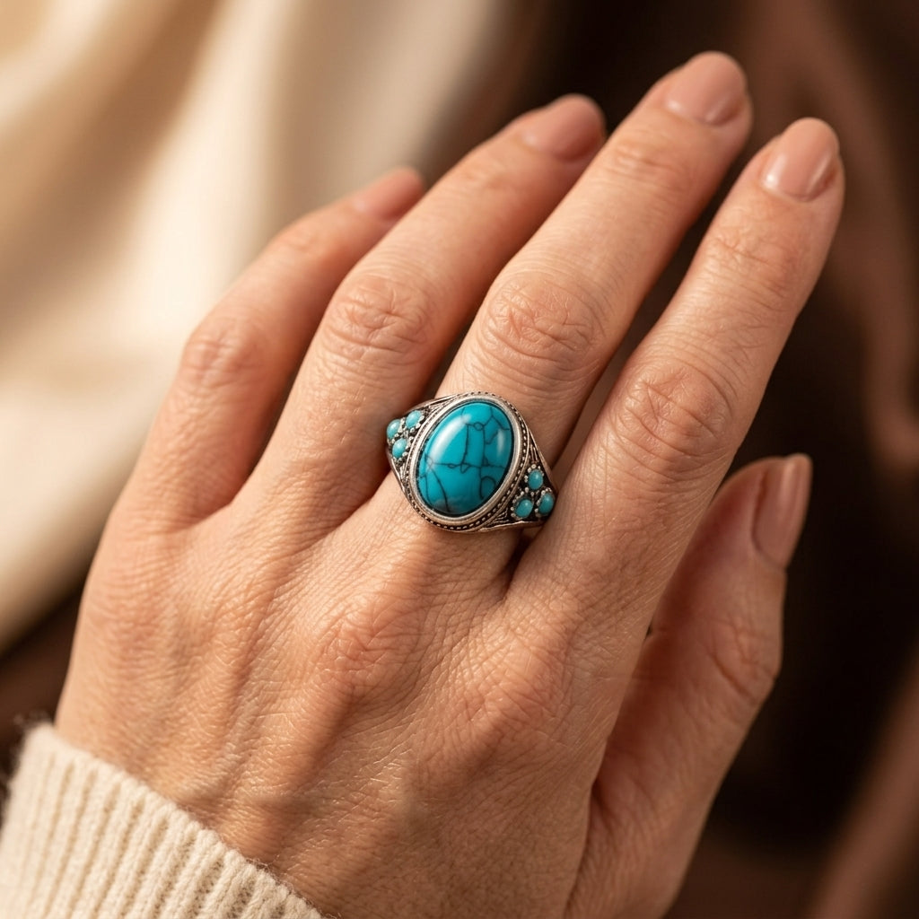 Nomad Blauwe Steen Ring | Witgoud