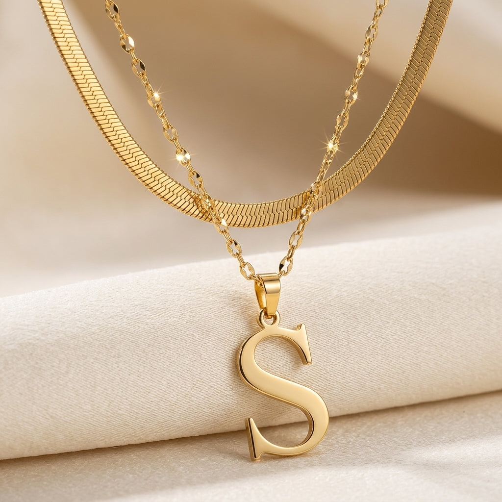 Gelaagde Initialen Hanger | Goud