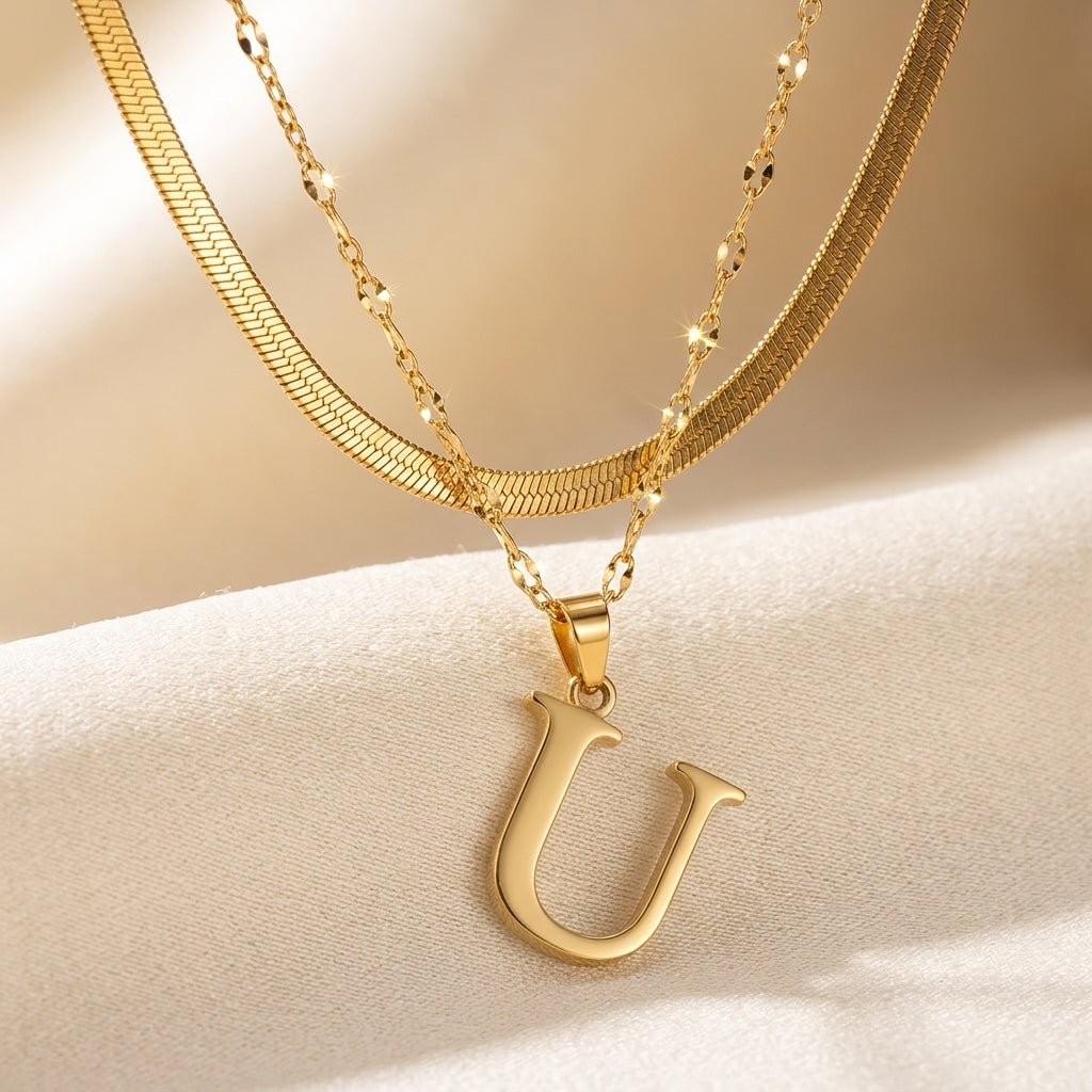 Gelaagde Initialen Hanger | Goud