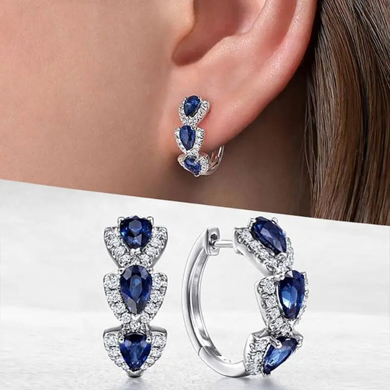Royal Sapphire Crest Oorbellen | Witgoud