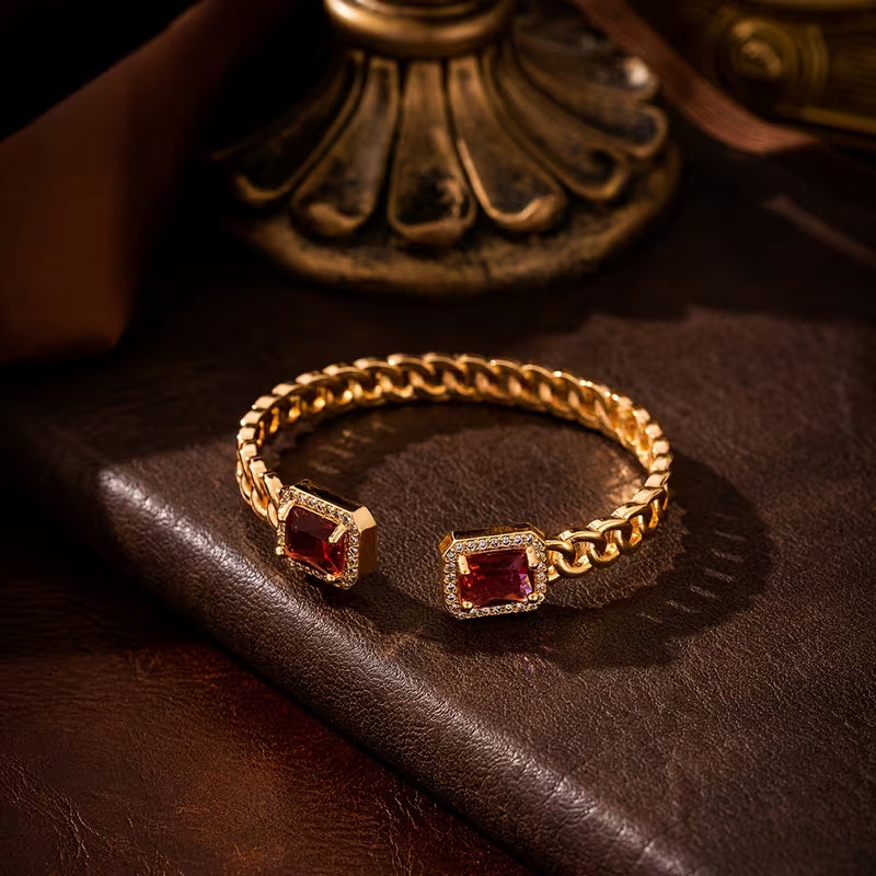 Veloria Ruby Open Armband | Goud