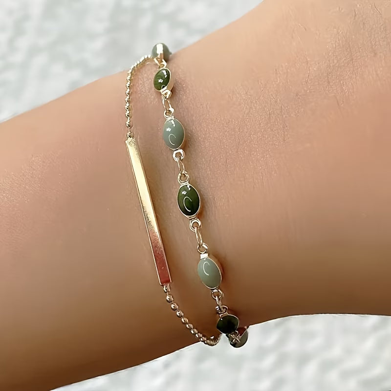 Olivia Moss Duo Armband | Goud