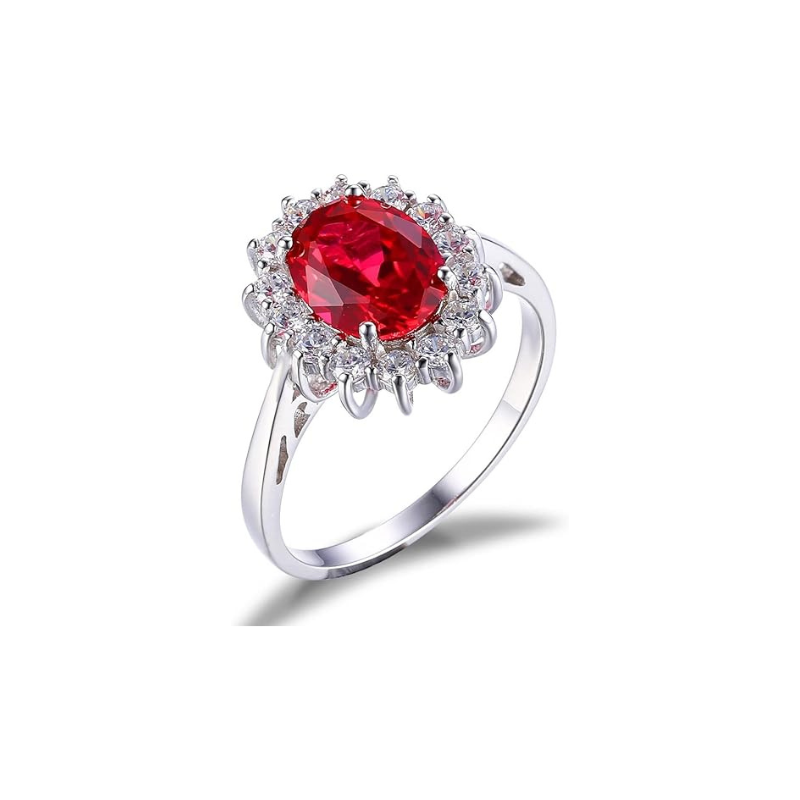Klassieke Ruby Halo Ring | Witgoud
