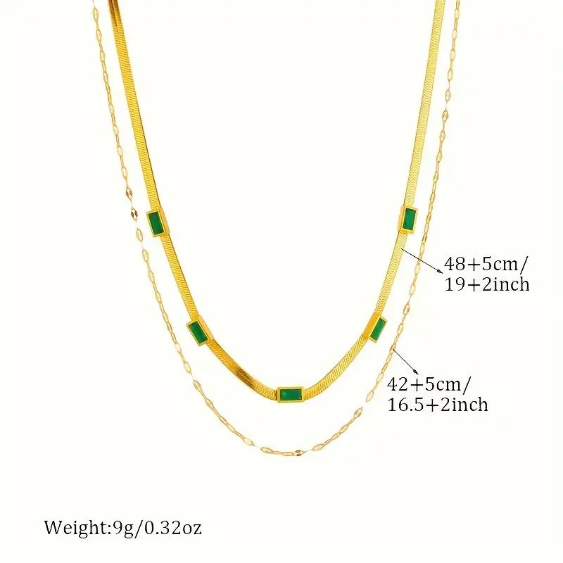 Sorella Gem Dubbel-Laags Retro Halsketting | Goud
