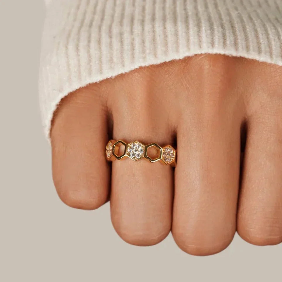 Krystal Honingkoek Ring | Goud