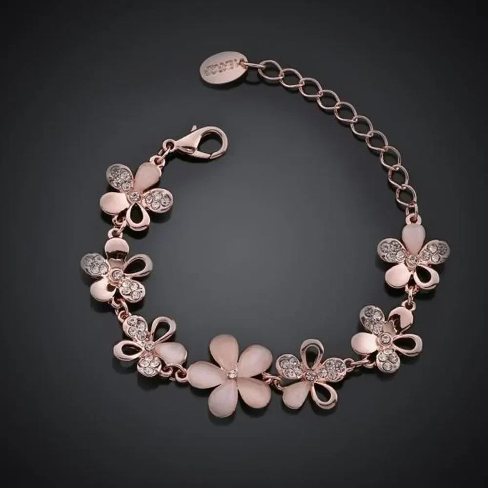 Antiek Rozen Bloem Armband | Roségoud