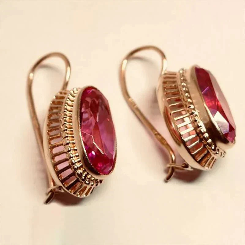 Vintage Sorte Sten Oorbellen | Goud