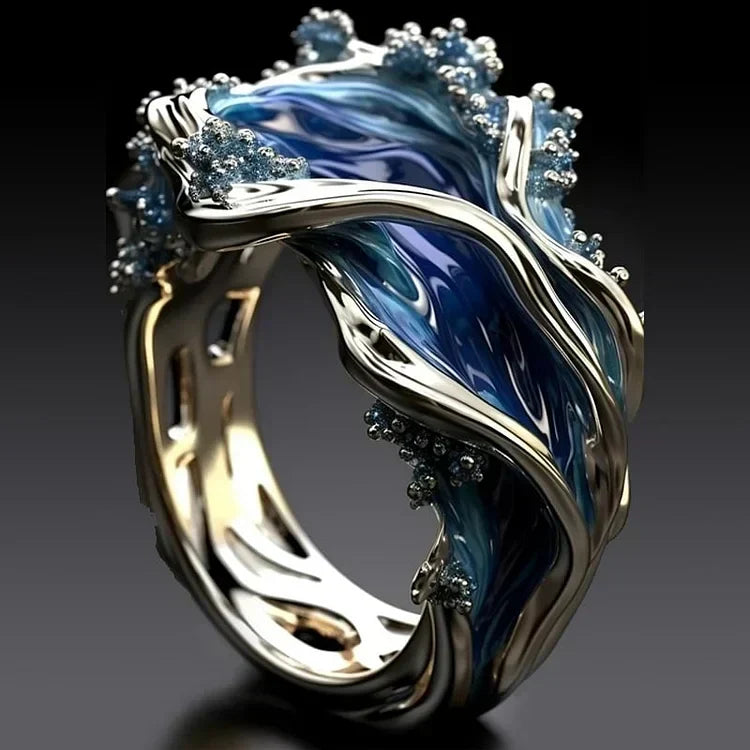 Antiek Gouden Oceaan Golvende Ring | Witgoud