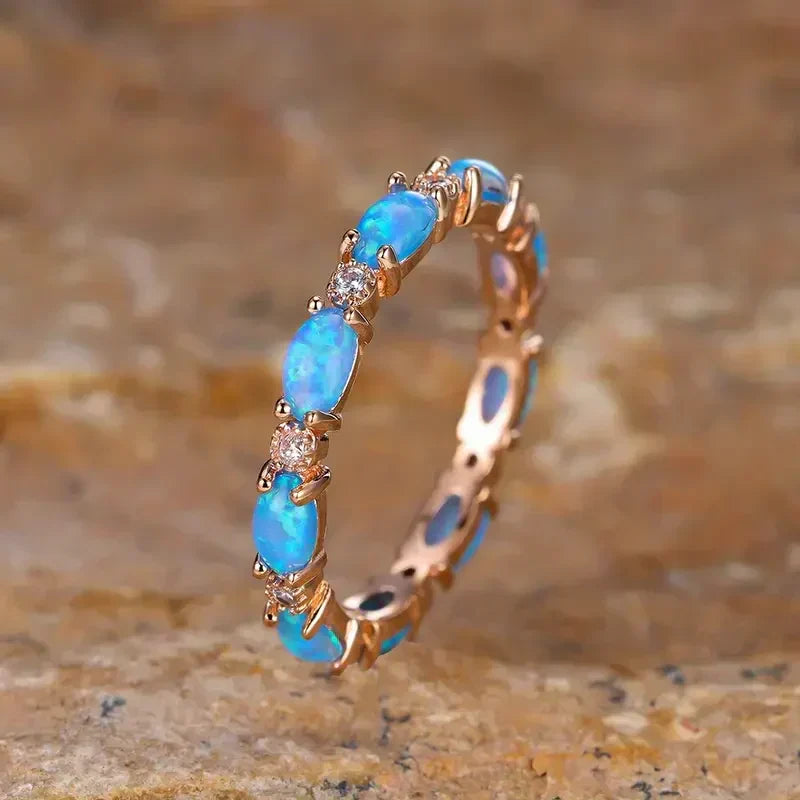 Elegante Blauwe Opal Ring | Goud