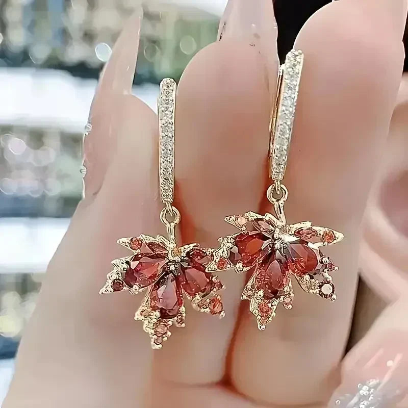 Zircon Leafshine Oorbellen | Goud