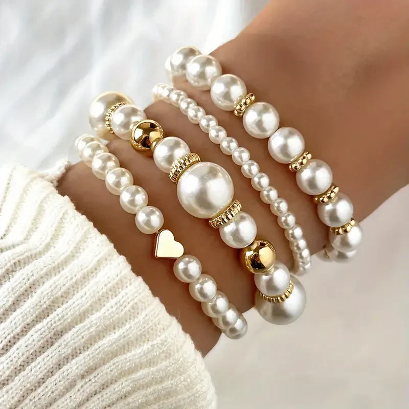 Verfijnd Parelarmband Set | Goud