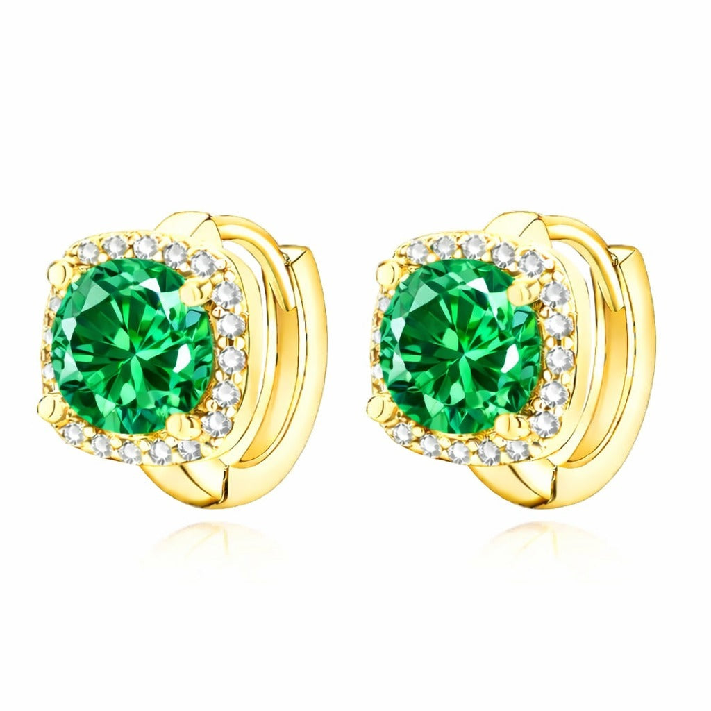 Nadine Emerald Oorbellen | Goud