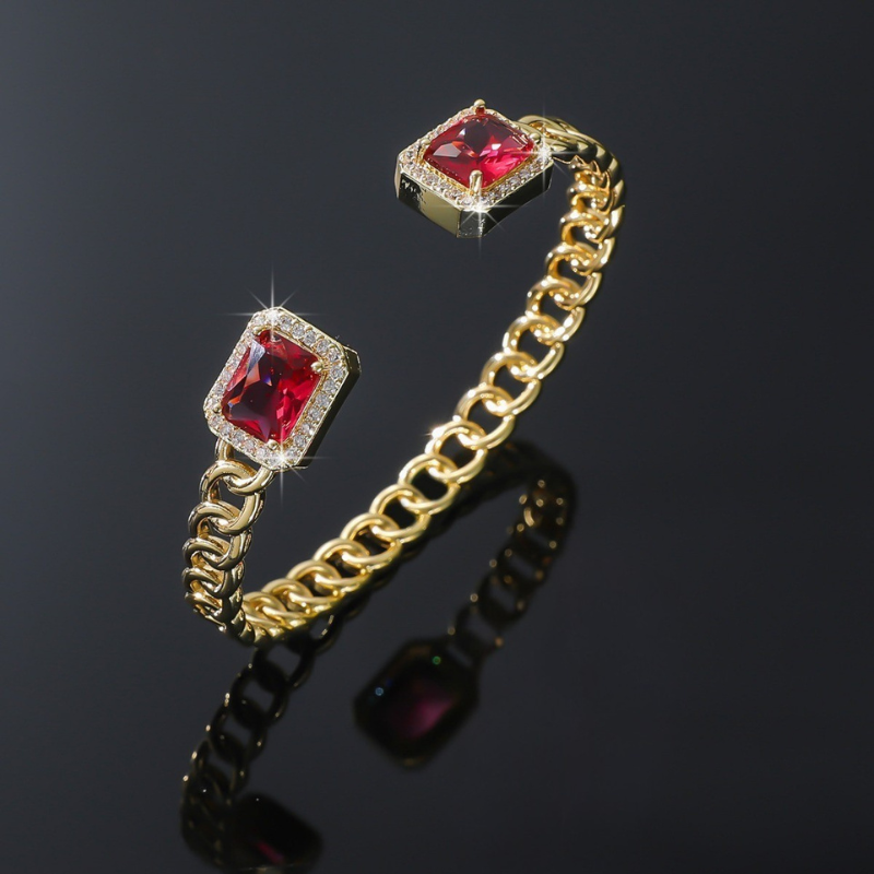 Veloria Ruby Open Armband | Goud