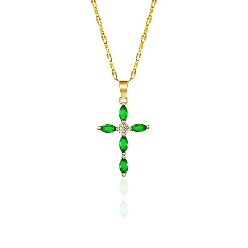 Smaragd Kruzifiks Ketting | Guld